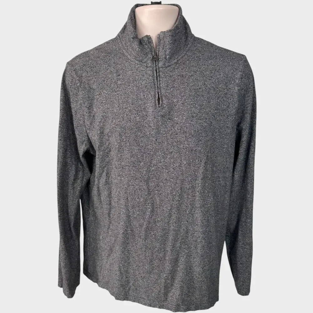 Banana Republic Luxury Touch Standard Fit Large Gray Black Quarter Zip Sweater